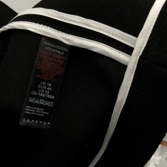 Topshop Longline Oversized Black Coat Pockets Snap Closure Womens Size 12 NEW - Picture 8 of 8